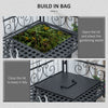 Folding Potting Bench Table, Metal Garden Workstation, Work Bench with Large Build-In Bag with Cover, 5 Hanging Hooks & Storage Shelf, Flourishes