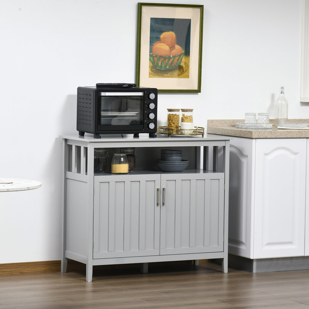 Modern Sideboard Buffet with Ribbed Door, Buffet Cabinet with Anti-Tip