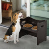 Raised Pet Food Elevated Feeder with 2 Stainless Steel Bowls  3 Levels Adjustable Height Levels  and Wood Finish