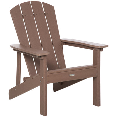 Outdoor HDPE Adirondack Deck Chair,Plastic Lounger with High Back and Wide Seat,Brown