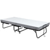 Rollaway Bed, Folding Bed with 4" Mattress, Portable Foldable Guest Bed with Sturdy Metal Frame and Wheels, White