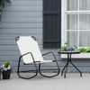 Garden Rocking Chair, Outdoor Indoor Sling Fabric Rocker for Patio, Balcony, Porch, Cream White