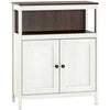 Modern Bathroom Storage Cabinet, Free Standing Bathroom Cabinet, Open Compartment and Cupboard with Adjustable Shelf, White and Walnut
