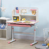 Kids Desk, Height Adjustable Children School Study Table, Student Writing Desk with Tilt Desktop, Drawer, Storage Shelf, Pen Holder, Pink