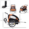 2-Seat Kids Bicycle Trailer 55lbs Steel w/ Water Resistant Carrier Windows - Black and Orange