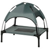 Elevated Portable Dog Cot Cooling Pet Bed With UV Protection Canopy Shade, 24 inch