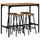5-Piece Bar Table and Chairs Set, Industrial Space Saving Dining Table and 4 Round Bar Stools with Metal Frame for Pub, Dining Room, Rustic Brown
