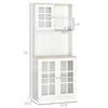 Kitchen Buffet with Hutch, Storage Pantry with 2 Cabinets with Glass Doors and Adjustable Shelf, 2 Open Shelves and Large Countertop, White