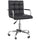 Leather Office Chair, Cute Desk Chair, Mid Back Computer Chair with High-End Gas Lift, Sturdy Base and Faux Leather, Home Office Chair, Black