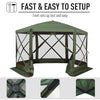 6-Sided Hexagon Pop Up Party Tent Gazebo with Mesh Netting Walls & Shaded Interior, 12' x 12', Green
