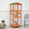65" Wooden Bird Cages Outdoor Finches Aviary Birdcage with Pull Out Tray 2 Doors, Orange