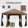 13' x 13' Heavy Duty Pop Up Canopy with Hexagonal Shape, 6 Mesh Sidewall Netting, 3-Level Adjustable Height and Strong Steel Frame, Brown