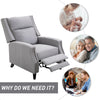 Living Room Chair Recliner Reclining Sofa Chair Padded Seat Lounger with Extendable Footrest and a Linen Fabric Finish for Living Room Grey