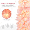 6' Flocked Christmas Trees, Pencil Prelit Artificial Christmas Tree with Snow Downswept Branches, Pink
