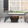 Outdoor Fire Pit Bonfire with Spark Screen Cover, Log Burning Bowl with Poker for Patio, or Backyard, Black