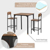 3 Piece Industrial Counter Height Dining Table Set, Bar Table & Chairs with Steel Legs & Footrests, Black