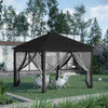 11' x 11' Pop Up Canopy, Foldable Canopy Tent with Solar LED Light System, Remote Control, Zippered Mesh Sidewalls, Adjustable Height and Carrying Bag for Backyard Garden Patio, Black