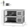 54" 2-Story Large Rabbit Hutch Bunny Cage Small Animal Habitat with Lockable Doors, No Leak Tray and waterproof Roof for Outdoor, Dark Grey