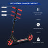Foldable Kick Scooter w/ Adjustable Handlebars and Rear Wheel Brake for 14+