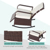 Outdoor Rattan Wicker Rocking Chair Patio Recliner with Soft Cushion, Adjustable Footrest, Max. 135 Degree Backrest, Cream