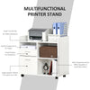 Filing Cabinet Printer Stand Mobile Lateral File Cabinet with 2 Drawers, 3 Open Storage Shelves for Home Office Organization, White