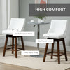 Bar Stools, Bar Stools with Backs, Nailhead Trim, Wood Legs for Kitchen, Bar, Bar Height Bar Stools, White