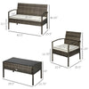 Patio Porch Furniture Sets 4-PCS Rattan Wicker Chair w/ Table Conversation Set for Yard,Pool or Backyard Indoor/Outdoor Use- Cream White