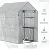 47" x 73"x 75" Walk-in Greenhouse, Outdoor Portable Plant Flower Growing Warm House with Roll-up Door and 4 Shelves, White
