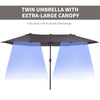15ft Patio Umbrella Double-Sided Outdoor Market Extra Large Umbrella with Crank Handle for Deck, Lawn, Backyard and Pool, Grey