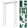 7' Wood Steel Outdoor Garden Arched Trellis Arbor with Natural Fir Wood & Side Panel for Climbing Vines, White