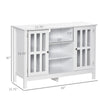 Modern Sideboard, Buffet Cabinet with Storage Shelves, Slatted Framed Doors and Cable Management Hole, White