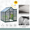Walk In Greenhouse 6' X 6' X 7' Aluminum Polycarbonate Portable Garden Greenhouse With Rooftop Vent & UV-Resistant Walls Dark Green