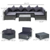 7-Piece Patio Furniture Sets PE Rattan Sectional Sofa Set Outdoor Conversation Set w/ Coffee Table & Cushion for Garden, Backyard, Grey