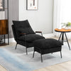 Accent Chair with Ottoman, Reclining Comfy Chair with Adjustable Backrest, Steel Frame and Pillow for Living Room, Bedroom, Black