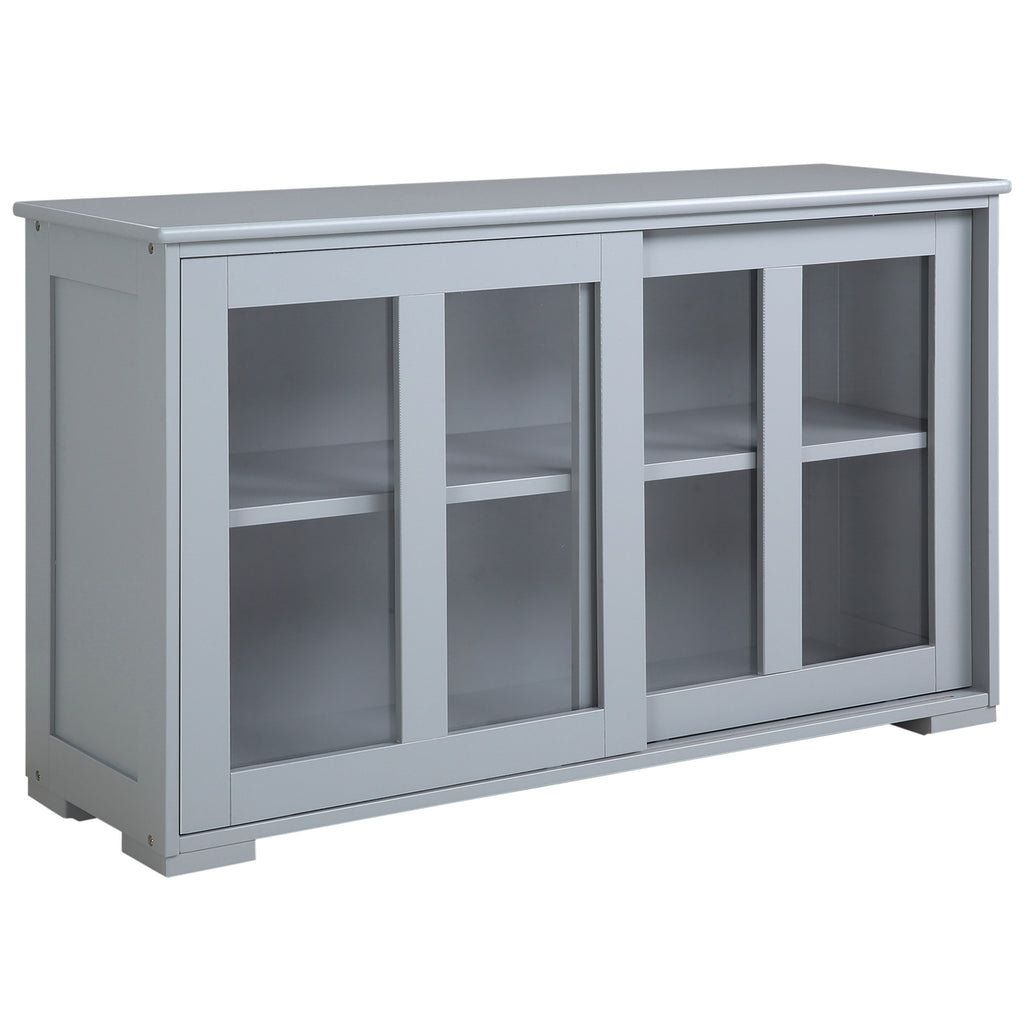 Modern Kitchen Sideboard, Stackable Storage Cabinet, Sliding Glass Door Console, Cupboard Serving Buffet for Kitchen & Dining Room, Grey