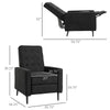 Manual Recliner, Fabric Tufted Club Chair, Home Theater Seating Reclining Sofa for Living Room, Black