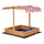 Kids Wooden Sandbox, w/ Adjustable Canopy, Seats, Plastic Basins, for Backyard