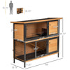48" 2-Story Large Rabbit Hutch Bunny Cage Wooden Pet House with Individual Room, Ramp, No Leak Tray, Feeding Trough, Asphalt Roof