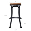 Bar Stools Set of 2, Vintage Barstools with Footrest, Microfiber Cloth Bar Chairs 29" Seat Height with Powder-coated Steel Legs, Brown