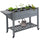 Gray Raised Garden Bed Planter Box w/ 8 Grow Grids, Storage Shelf & Lockable Wheels