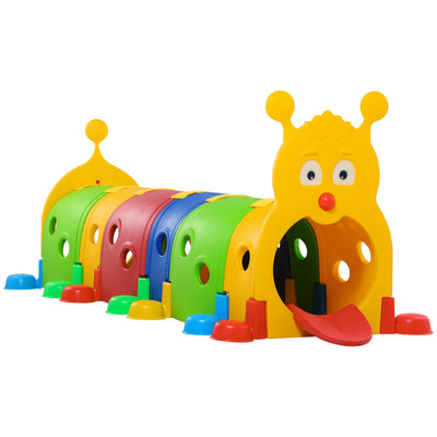 Kids Caterpillar Tunnel Outdoor Indoor Climb-N-Crawl Play Equipment for 3-6 Years Old, 6 Sections, for Daycare, Preschool, Playground