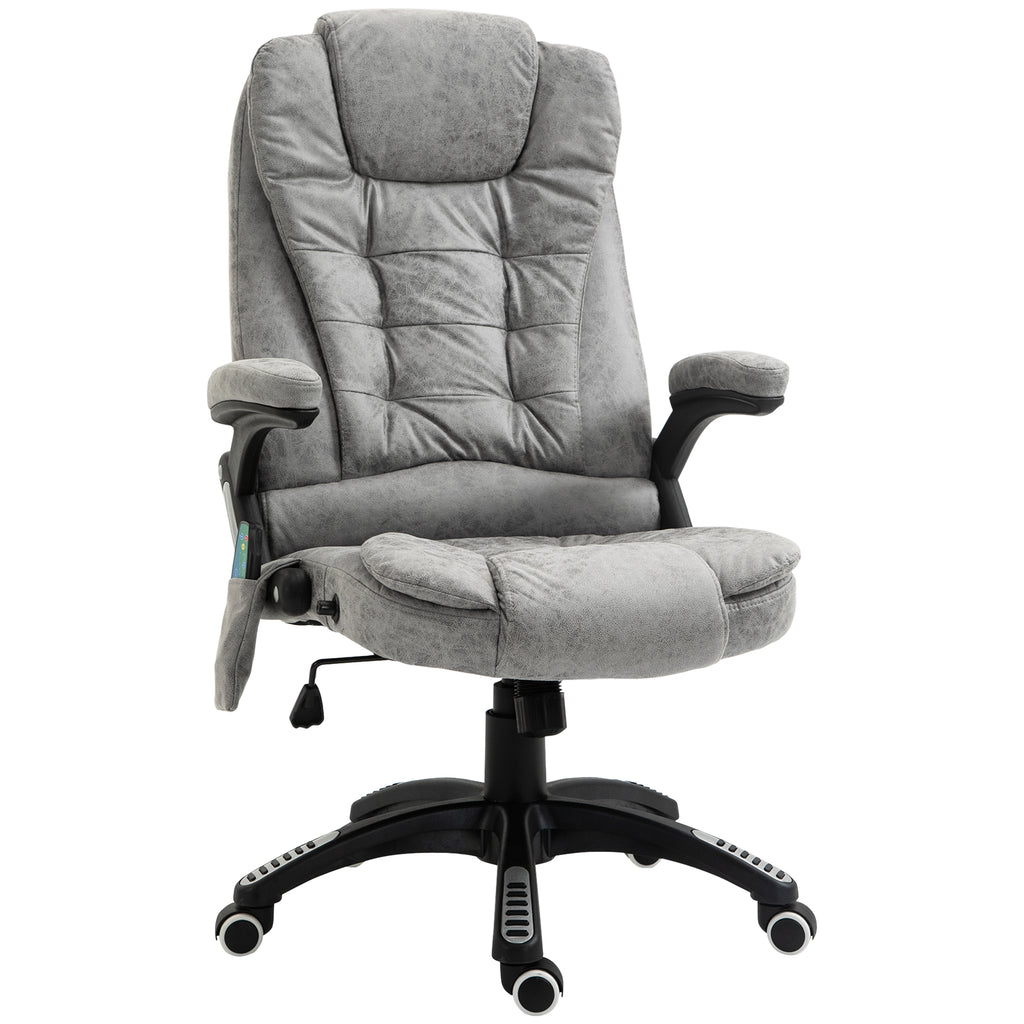 Ergonomic Chair, 6 Point Vibrating Massage Office Chair, High Back Chair with Sturdy Base, Padded Armrest and High-End Gas Lift, Grey