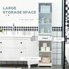 Modern Bathroom Cabinet, Narrow Storage Cabinet with 3 Open Shelves, Drawer, Recessed Door and Adjustable Shelf, White