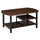 Vintage Industrial Coffee Table with Under-Top Storage Shelves and Rounded Corners, Dark Wood Color