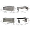 4 Piece Modern Outdoor Rattan Wicker Furniture Set with Dining Table Bench & Sofa for Patio & Backyard Charcoal Grey