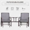 Outdoor Glider Chairs with Coffee Table, Patio 2-Seat Rocking Chair Swing Loveseat with Breathable Sling for Backyard, Garden and Porch, Grey