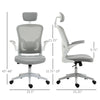 High Back Mesh Chair, Home Office Task Computer Chair with Adjustable Height, Lumbar Back Support, Headrest, and Arms, Grey