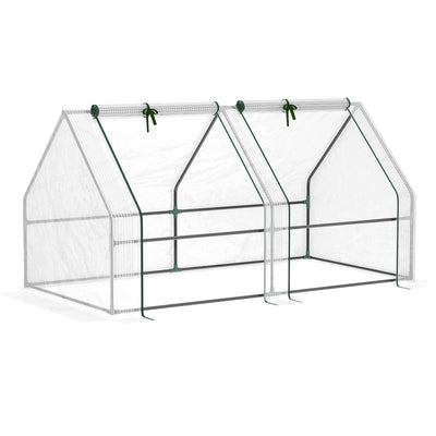 Portable Mini Greenhouse, Outdoor Garden with Large Zipper Doors and Water/UV PE Cover, 6' x 3' x 3', White