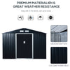 9' x 6' Metal Storage Shed Garden Tool House with Double Sliding Doors, 4 Air Vents for Backyard, Patio, Lawn Dark Grey