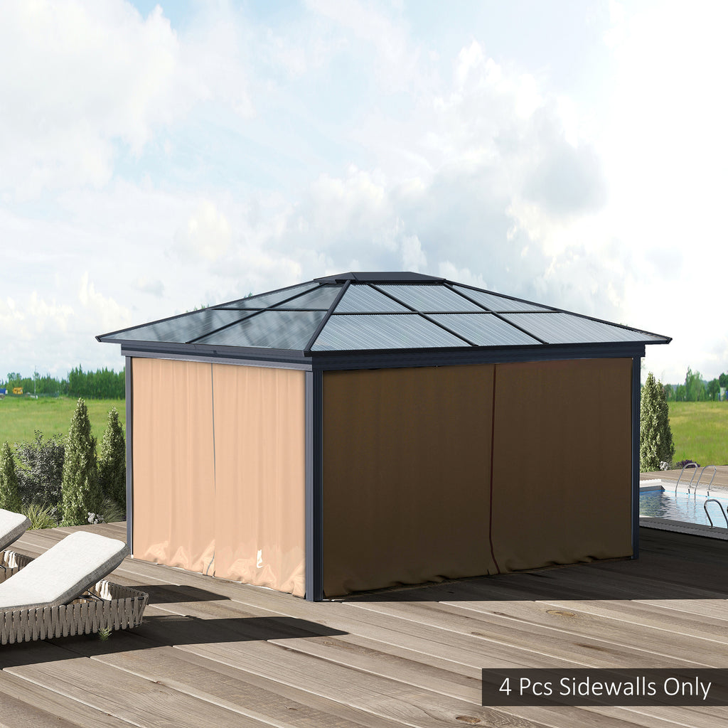 10' x 10' Universal Gazebo Sidewall Set with 4 Panel, 40 Hook/C-Ring Included for Pergolas & Cabanas, Brown